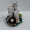 Świecznik świąteczny ekologiczny, 3 świece wymienne, kolor dominujący srebrny