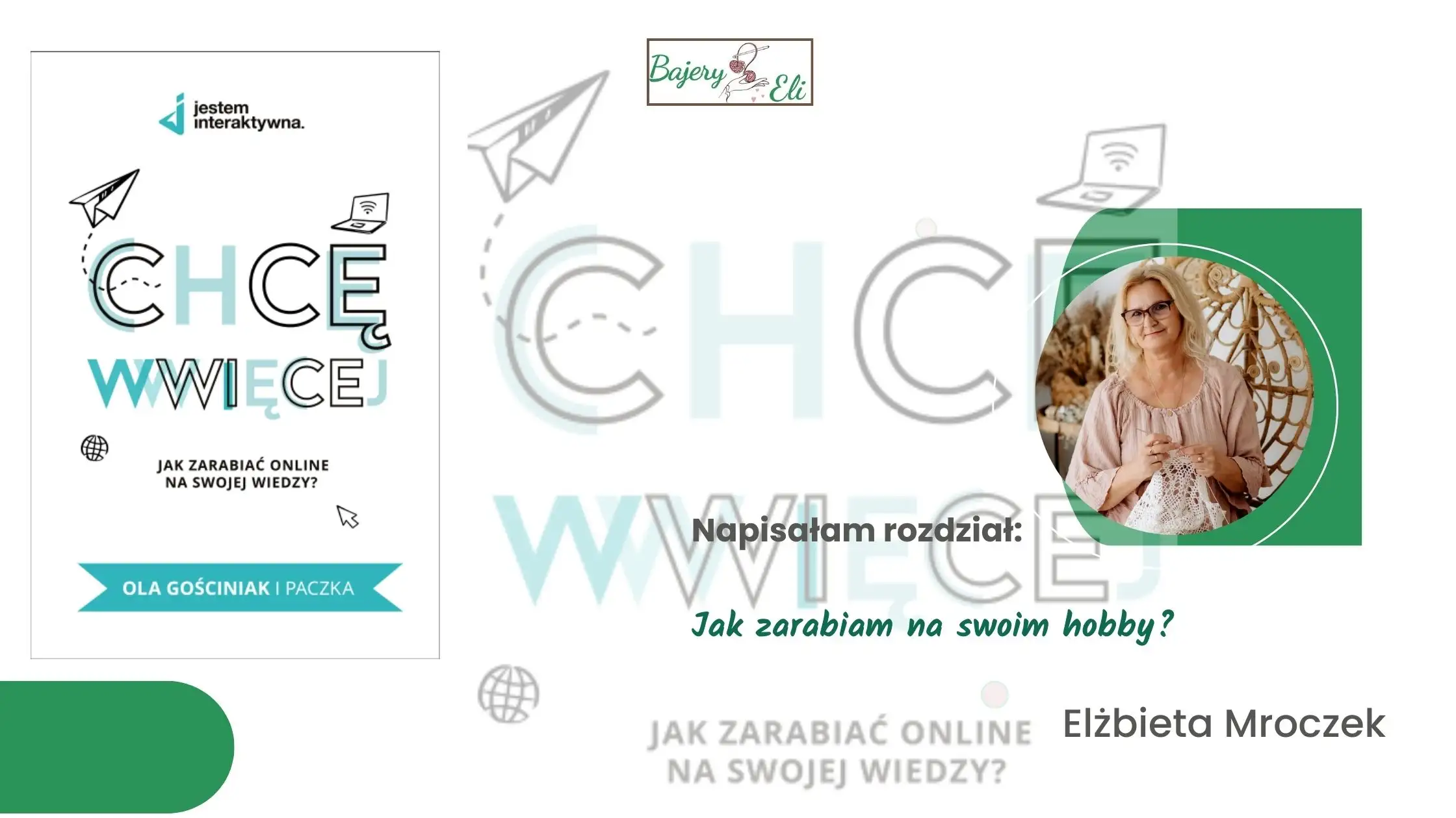 Okładka książki "Chcę WWWięcej" i autorka rozdziału Elżbieta Mroczek- Kluczowe kroki w budowaniu biznesu-