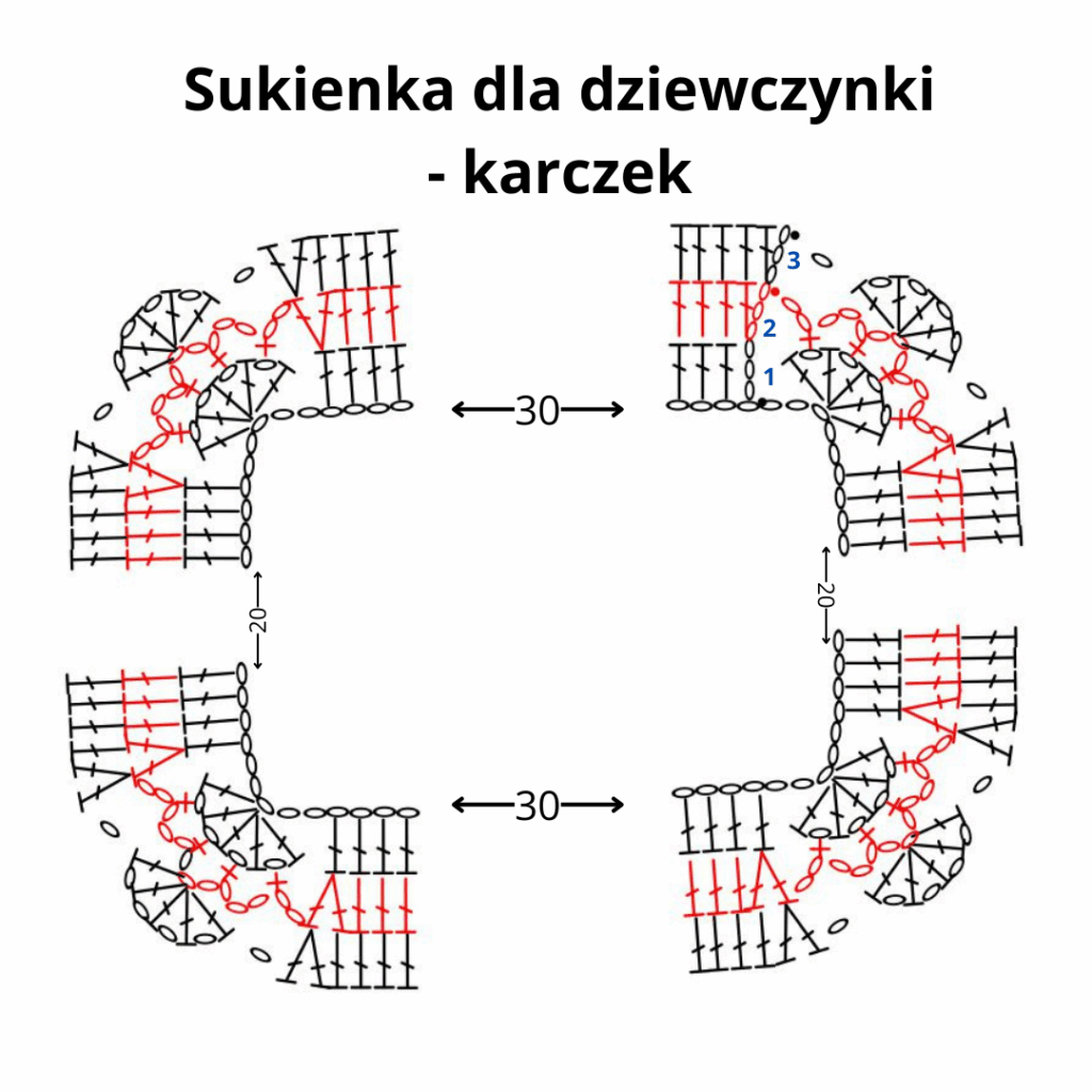 Jak zrobić na szydel;ku sukienkę dla dziewczynki- schemat graficzny