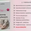 Grafika z napisem: Kurs online Kurs szydełkowania oraz tytuły 9 modułów kursu