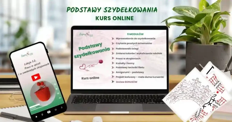 Mój kurs „Podstawy szydełkowania” Produktem Miesiąca Baner kursu online Podstawy Szydełkowania