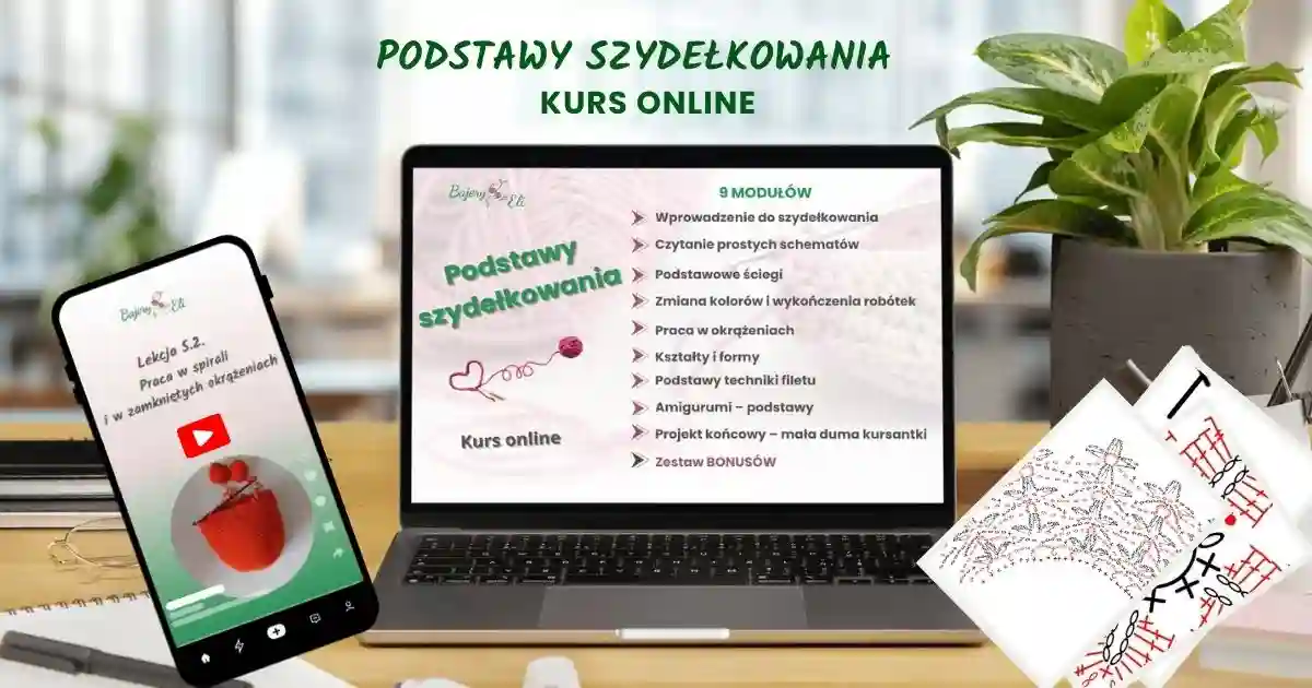 Mój kurs „Podstawy szydełkowania” Produktem Miesiąca Baner kursu online Podstawy Szydełkowania