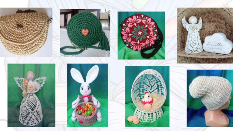 Zdjęcie przedstawiające różne rzeczy zrobione na szydelku